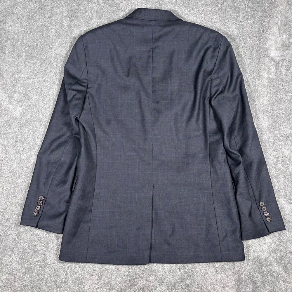 Lauren Ralph Lauren Blazer Windowpane Plaid  100% Wool Charcoal Gray Mens 42R